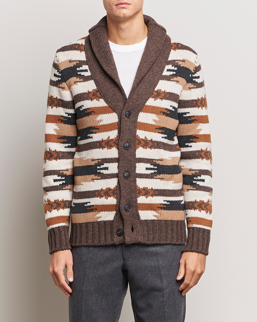 Herre |  | Gran Sasso | Aspen Heavy Knitted Wool Cardigan Multi