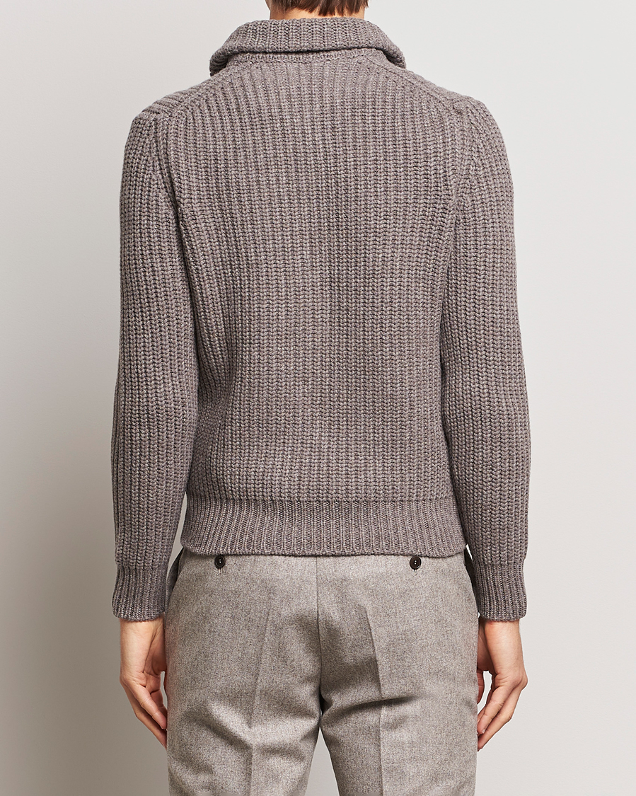 Herre | Gensere | Gran Sasso | Wool/Cashmere Heavy Knitted Full Zip Taupe Melange