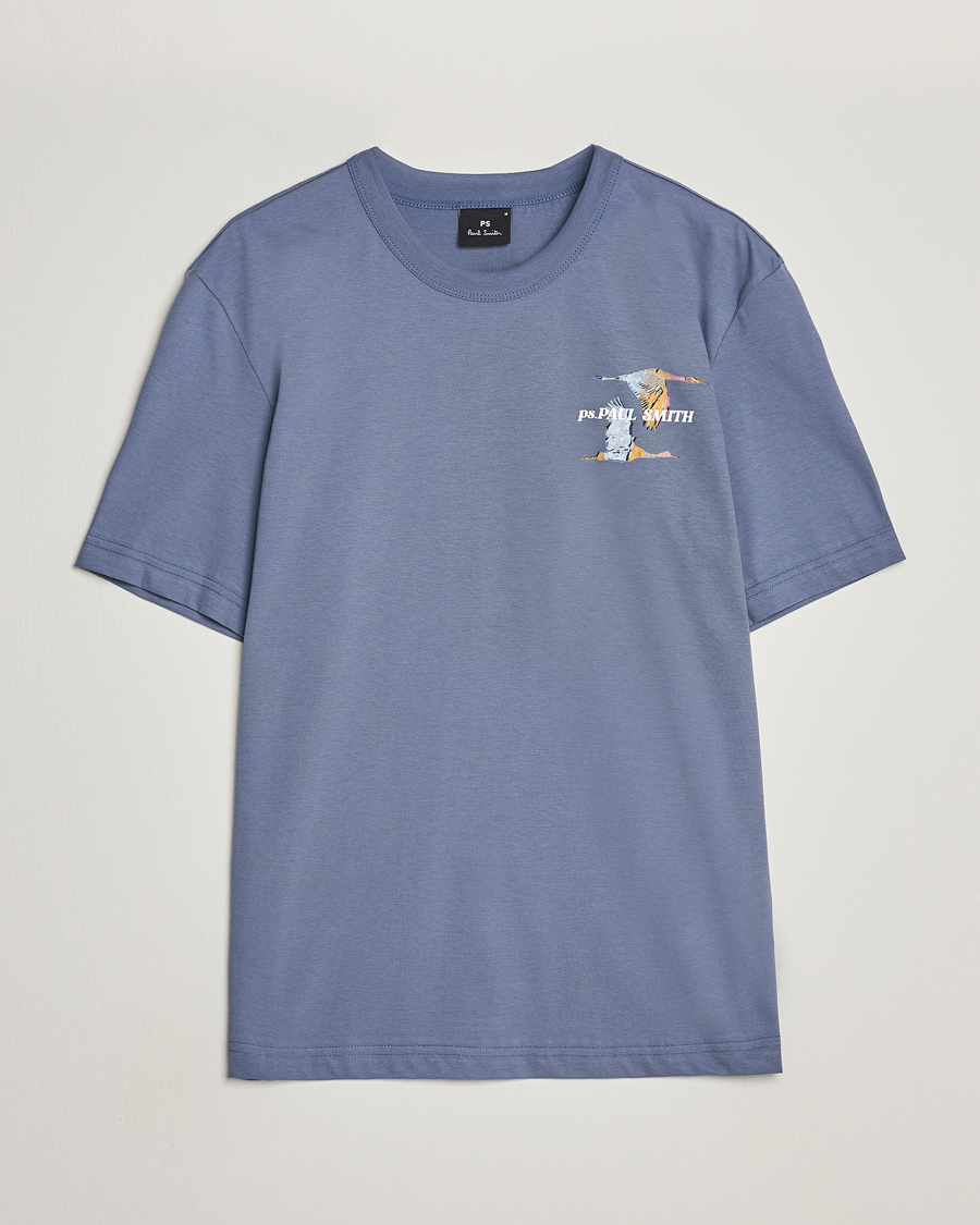 Herre | PS Paul Smith | PS Paul Smith | Flying Bird Crew Neck T-Shirt Washed Blue