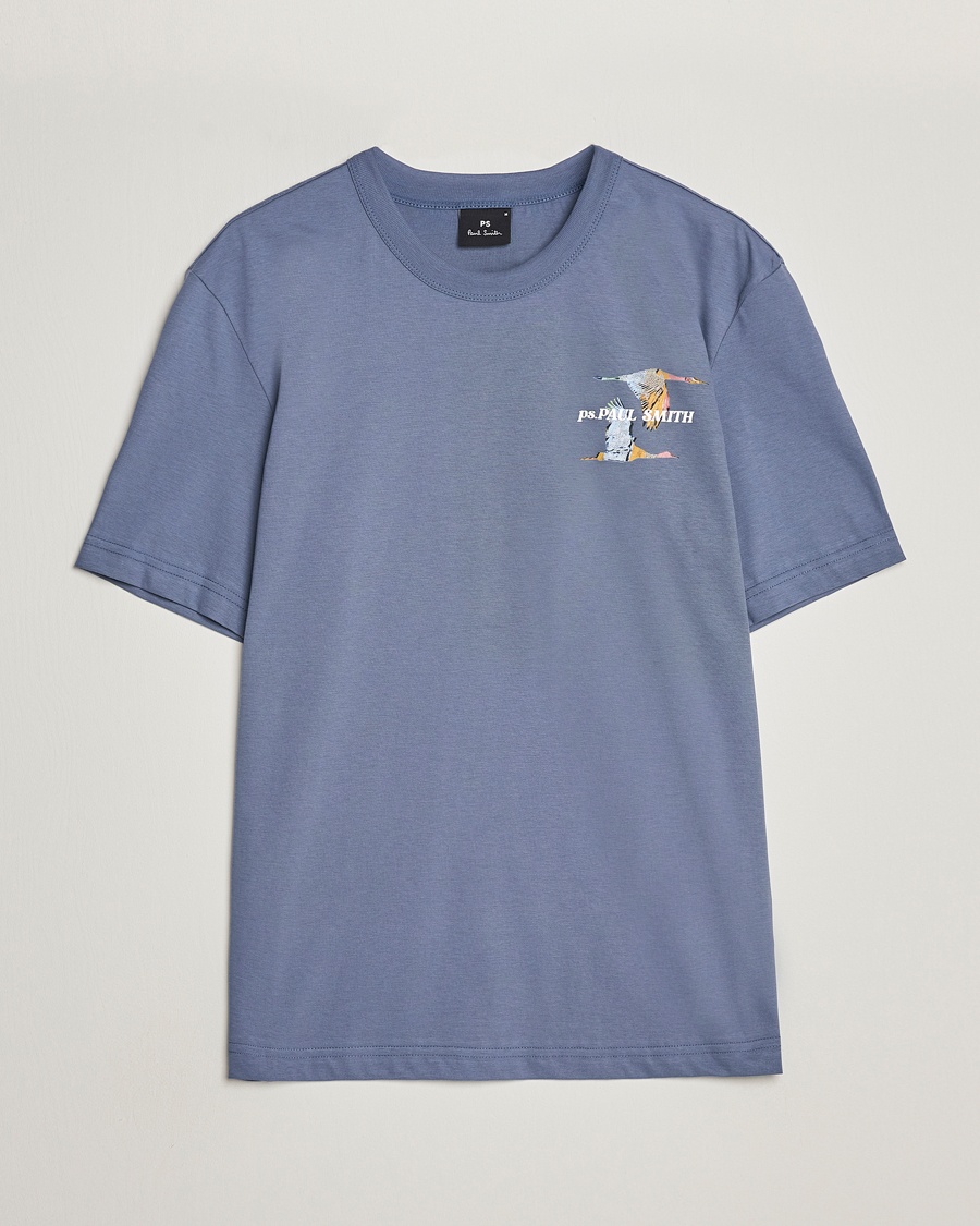 Herre | T-Shirts | PS Paul Smith | Flying Bird Crew Neck T-Shirt Washed Blue