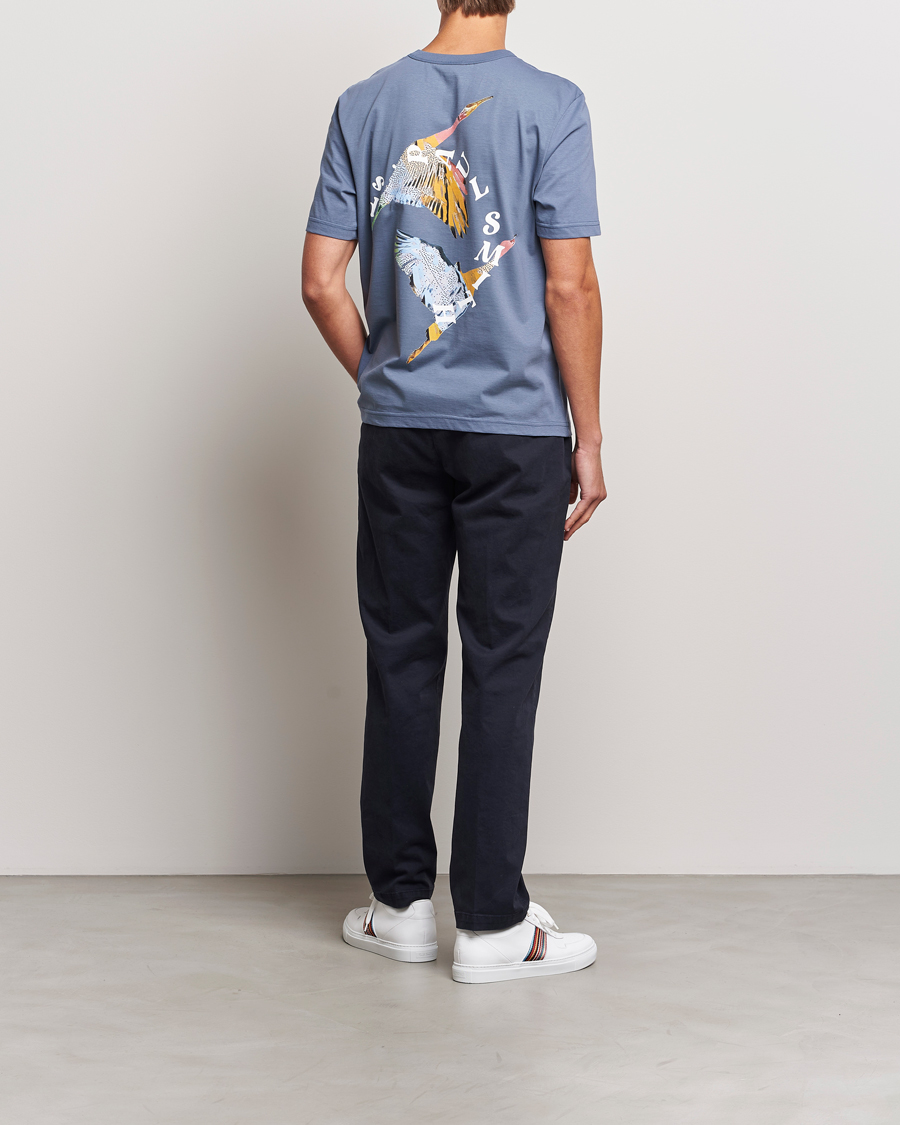 Herre | T-Shirts | PS Paul Smith | Flying Bird Crew Neck T-Shirt Washed Blue