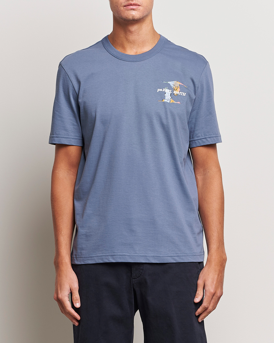 Herre | PS Paul Smith | PS Paul Smith | Flying Bird Crew Neck T-Shirt Washed Blue
