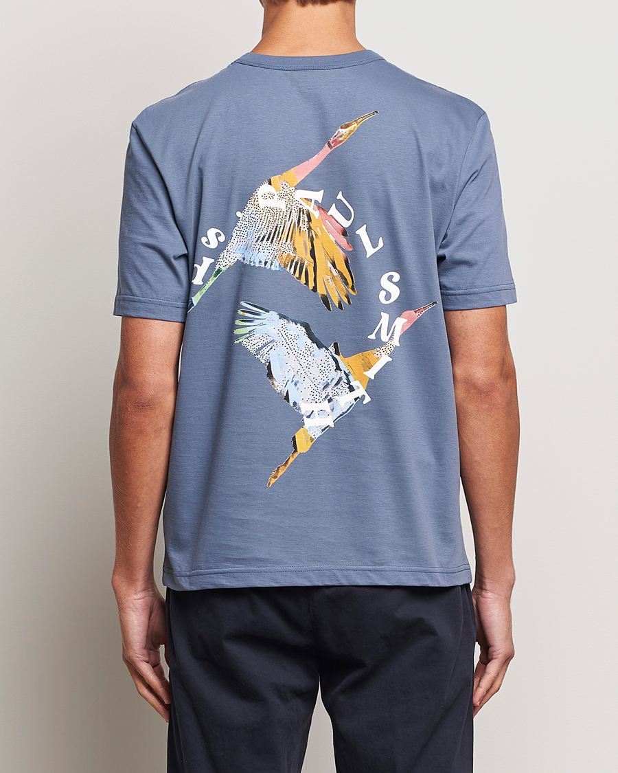 Herre | T-Shirts | PS Paul Smith | Flying Bird Crew Neck T-Shirt Washed Blue