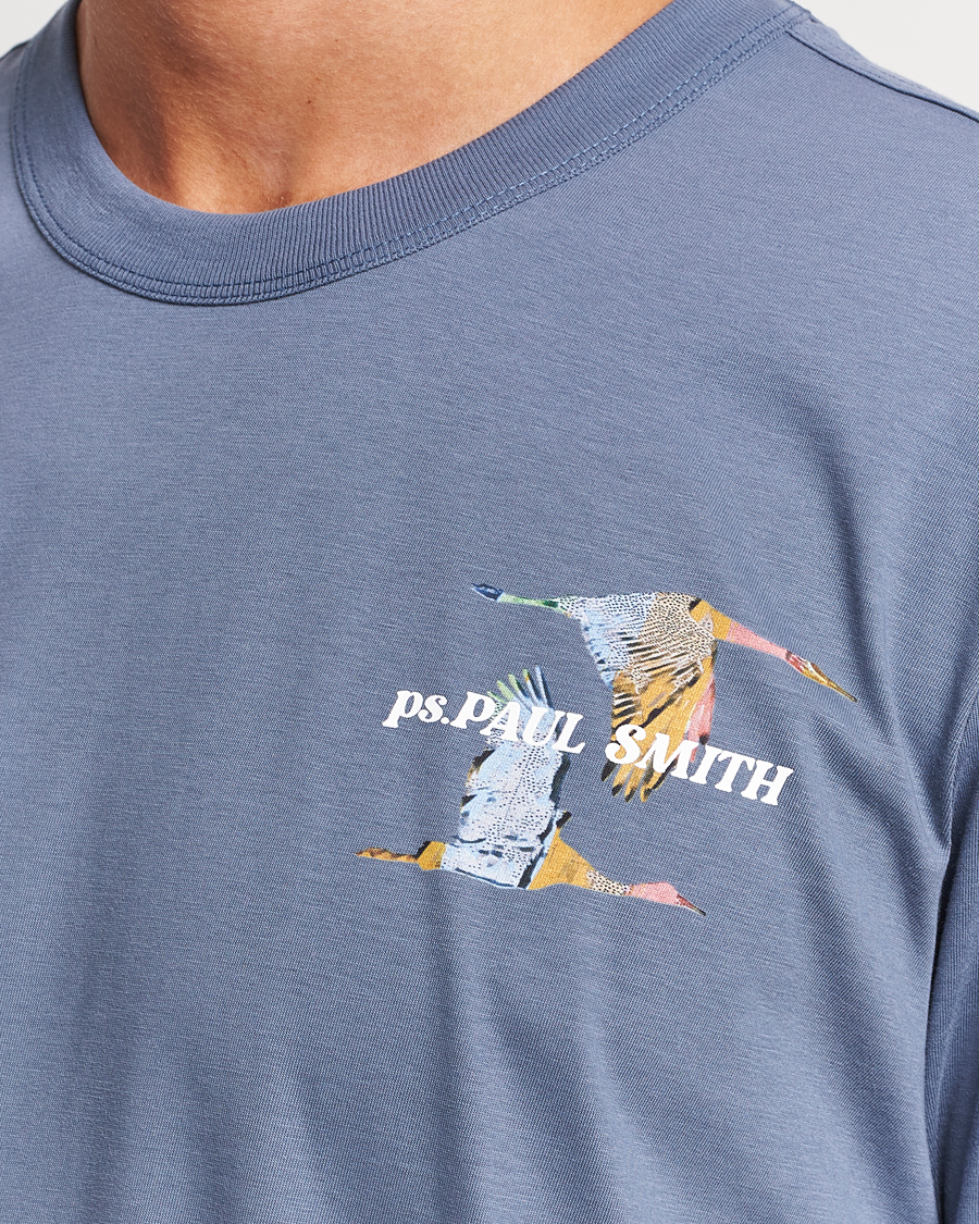 Herre | T-Shirts | PS Paul Smith | Flying Bird Crew Neck T-Shirt Washed Blue