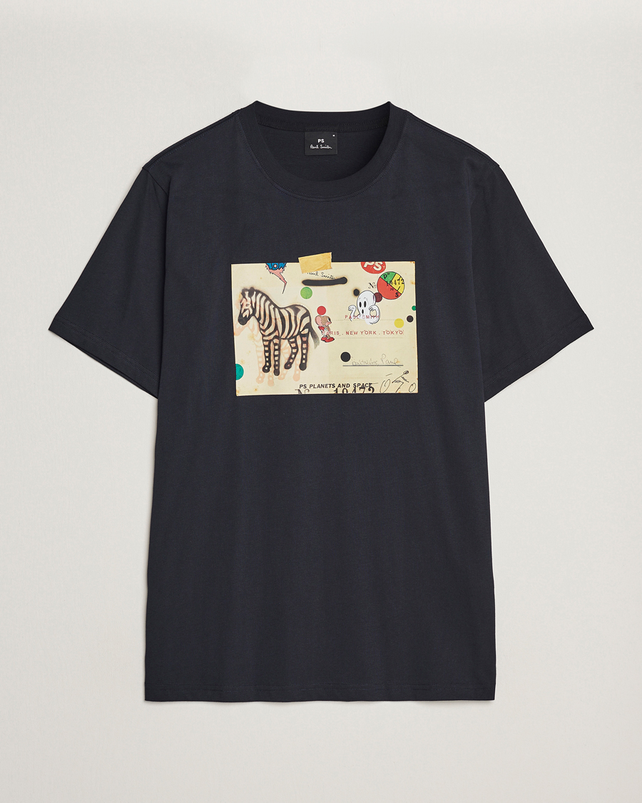 Herre | T-Shirts | PS Paul Smith | Zebra Card Crew Neck T-Shirt Navy