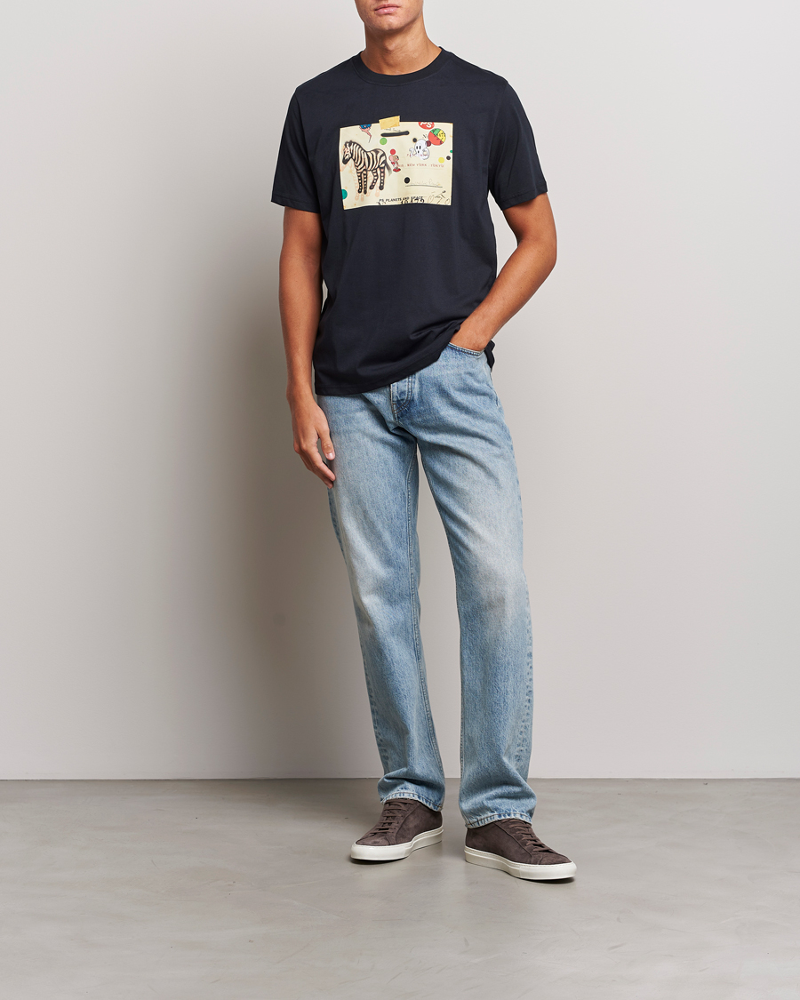 Herre | T-Shirts | PS Paul Smith | Zebra Card Crew Neck T-Shirt Navy