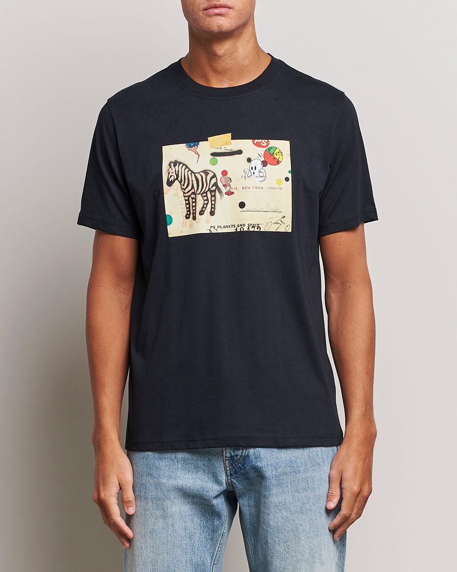 Herre | T-Shirts | PS Paul Smith | Zebra Card Crew Neck T-Shirt Navy