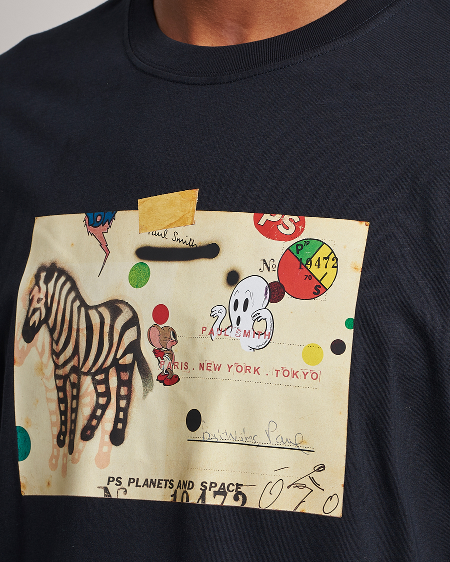 Herre | T-Shirts | PS Paul Smith | Zebra Card Crew Neck T-Shirt Navy