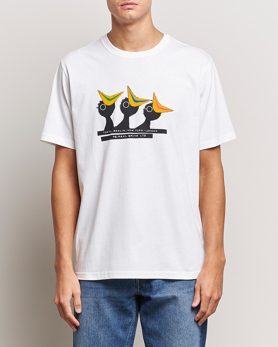 Herre | T-Shirts | PS Paul Smith | Birds Crew Neck T-Shirt White
