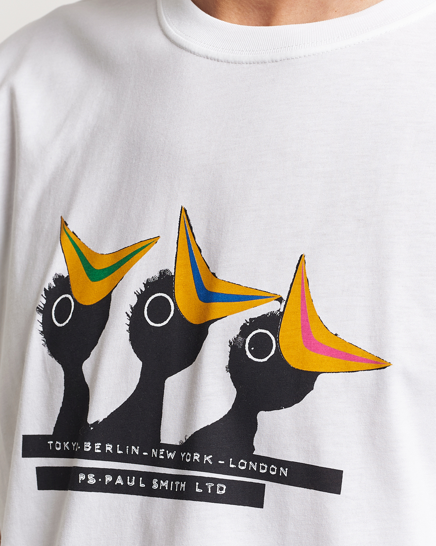 Herre | T-Shirts | PS Paul Smith | Birds Crew Neck T-Shirt White