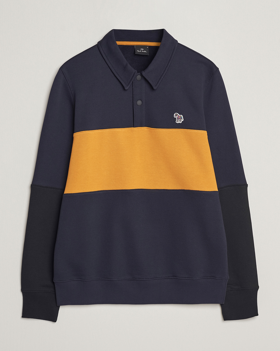 Herre | PS Paul Smith | PS Paul Smith | Organic Cotton Zebra Colorblocked Rugger Navy/Yellow