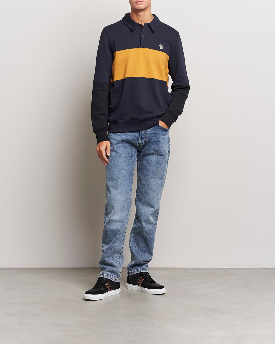 Herre | Gensere | PS Paul Smith | Organic Cotton Zebra Colorblocked Rugger Navy/Yellow