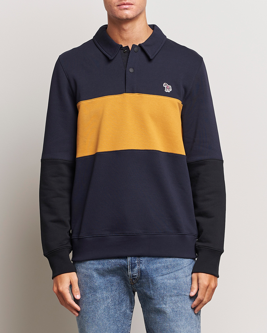 Herre | Rugbygensere | PS Paul Smith | Organic Cotton Zebra Colorblocked Rugger Navy/Yellow