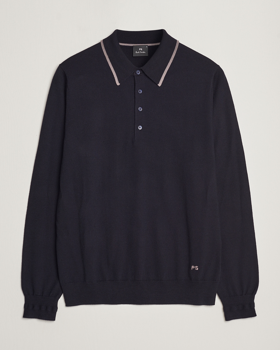 Herre | PS Paul Smith | PS Paul Smith | Merino Wool Knitted Polo Navy