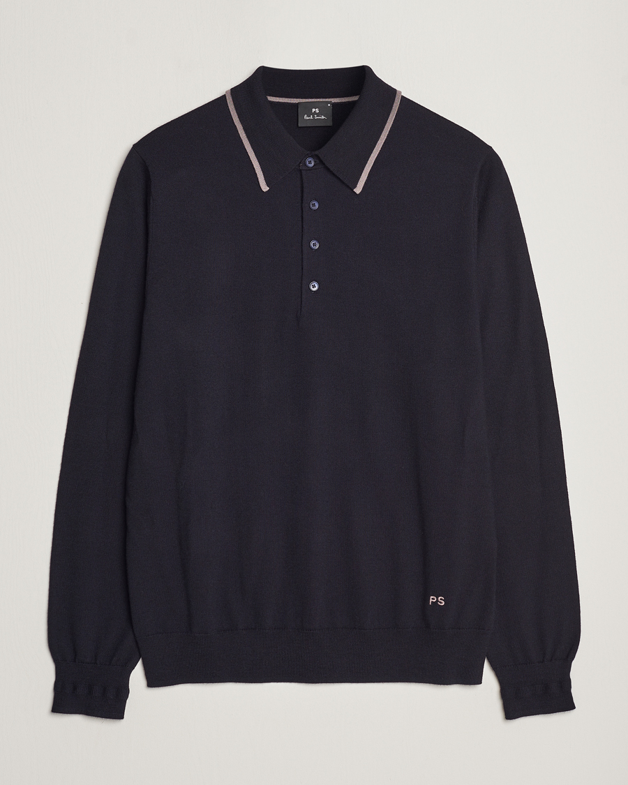 Herre | Gensere | PS Paul Smith | Merino Wool Knitted Polo Navy