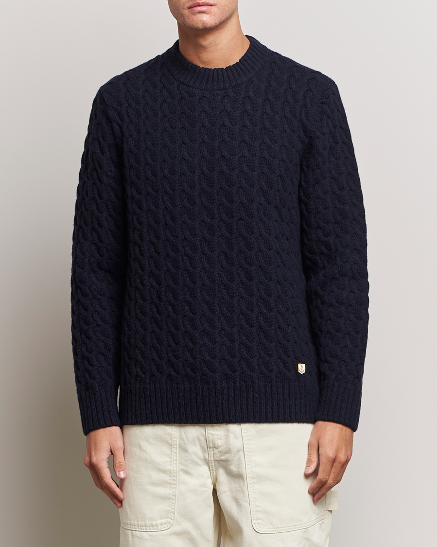 Herre |  | Armor-lux | Pull RDC Wool Structured Knitted Sweater Navy