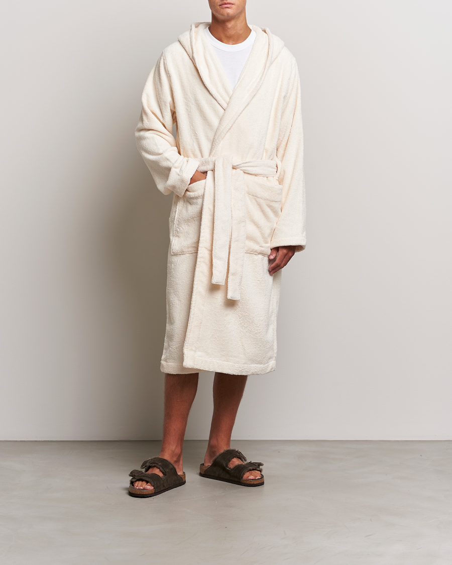 Herre | Pyjamaser og badekåper | Tekla | Organic Terry Hooded Bathrobe Ivory