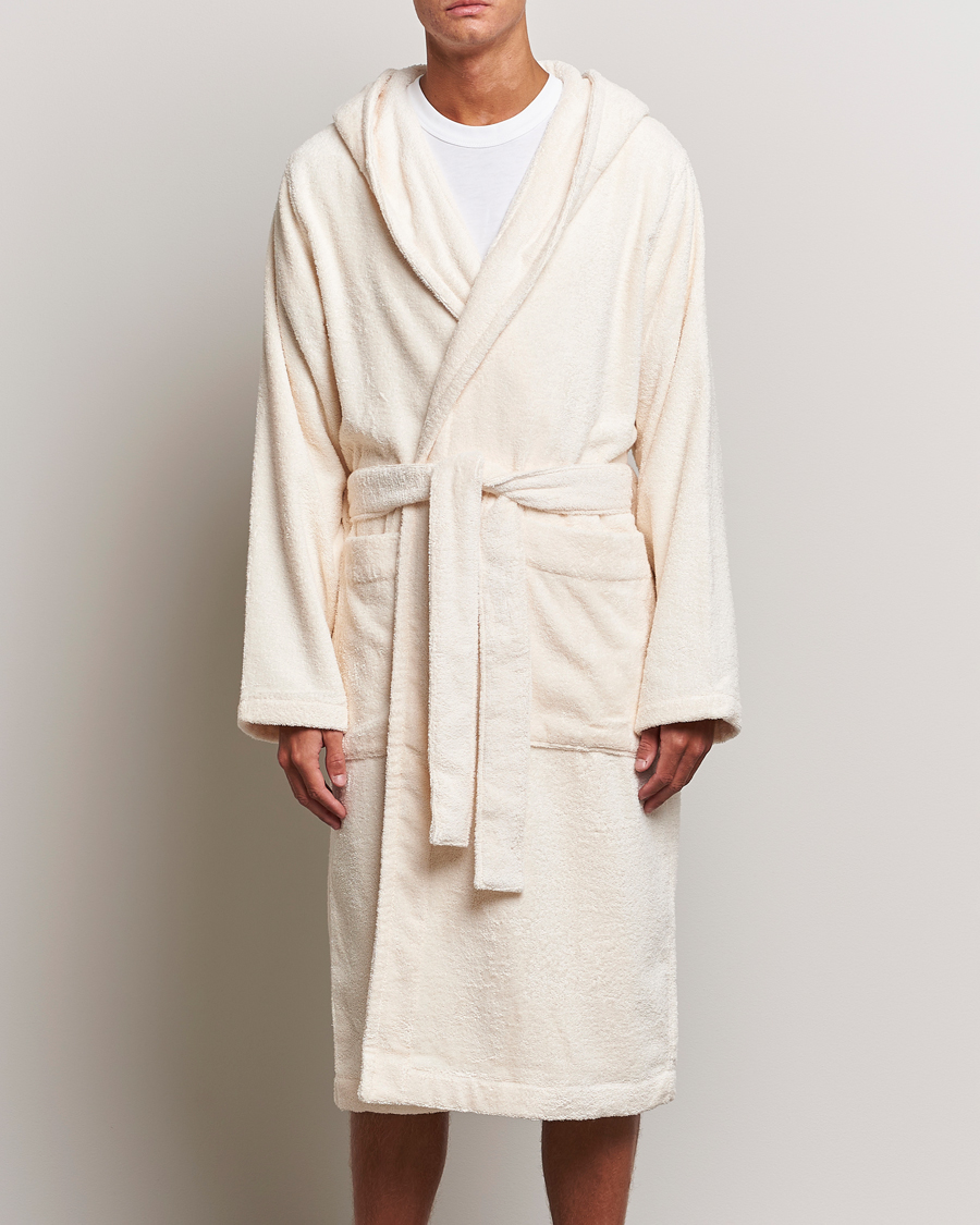 Herre | Klær | Tekla | Organic Terry Hooded Bathrobe Ivory