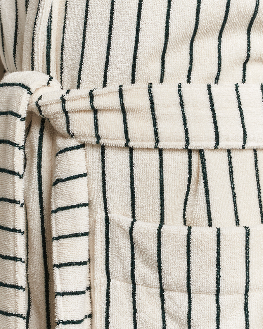Herre | Pyjamaser og badekåper | Tekla | Organic Terry Hooded Bathrobe Racing Green Stripes