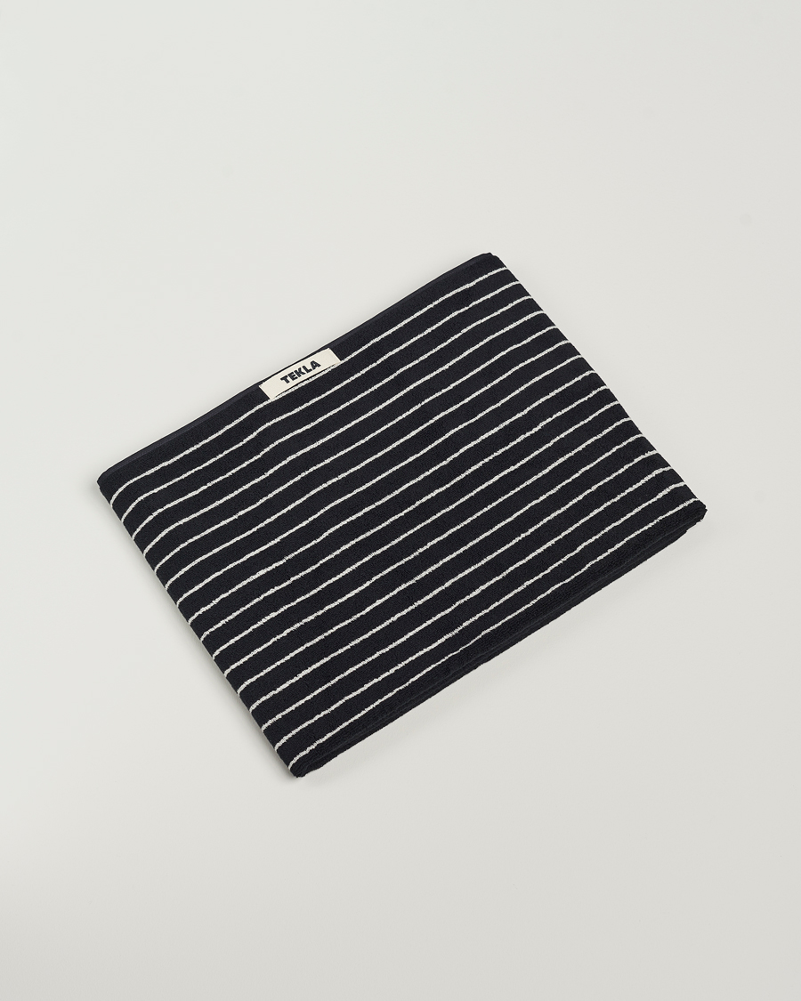 Herre | Tekstiler | Tekla | Organic Terry Bath Towel Black Stripe