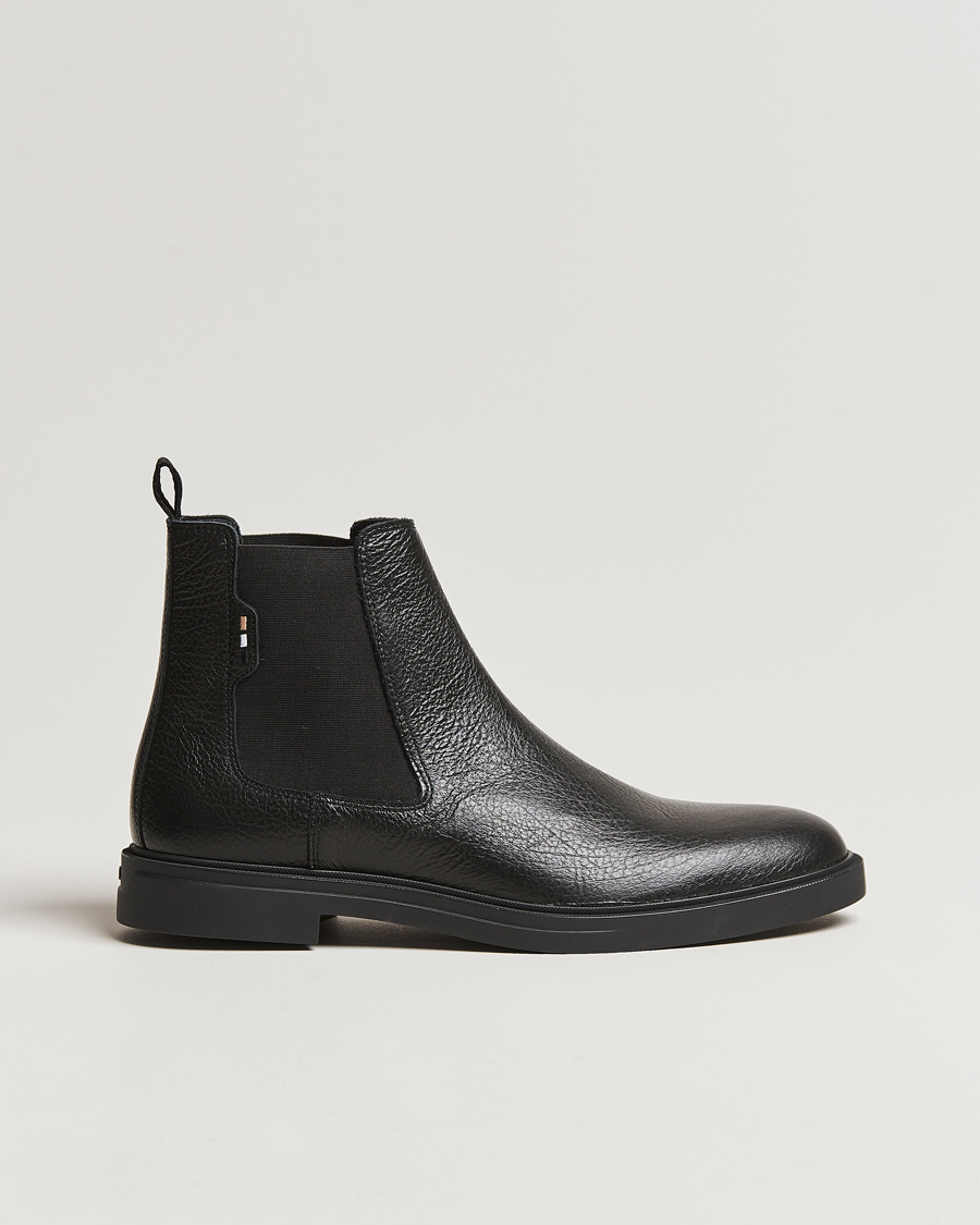 Herre | | BOSS BLACK | Calev Grained Leather Chelsea Boot Black
