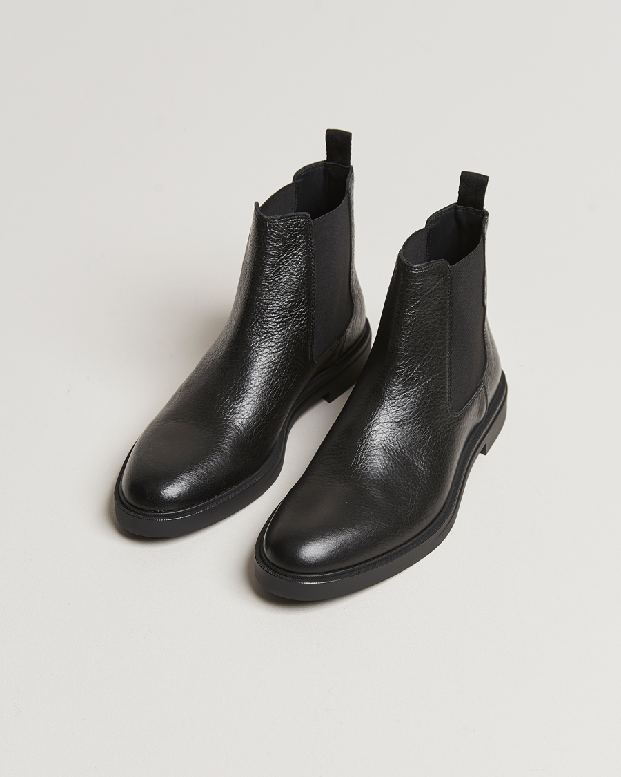 Herre | | BOSS BLACK | Calev Grained Leather Chelsea Boot Black