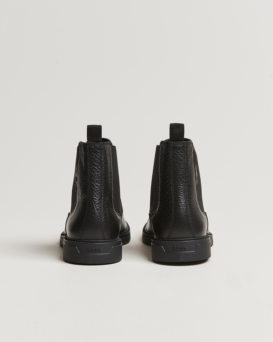 Herre | BOSS BLACK Calev Grained Leather Chelsea Boot Black | BOSS BLACK | Calev Grained Leather Chelsea Boot Black