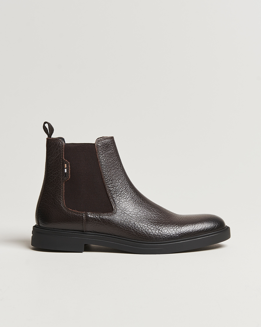 Herre | BOSS BLACK Calev Grained Leather Chelsea Boot Dark Brown | BOSS BLACK | Calev Grained Leather Chelsea Boot Dark Brown
