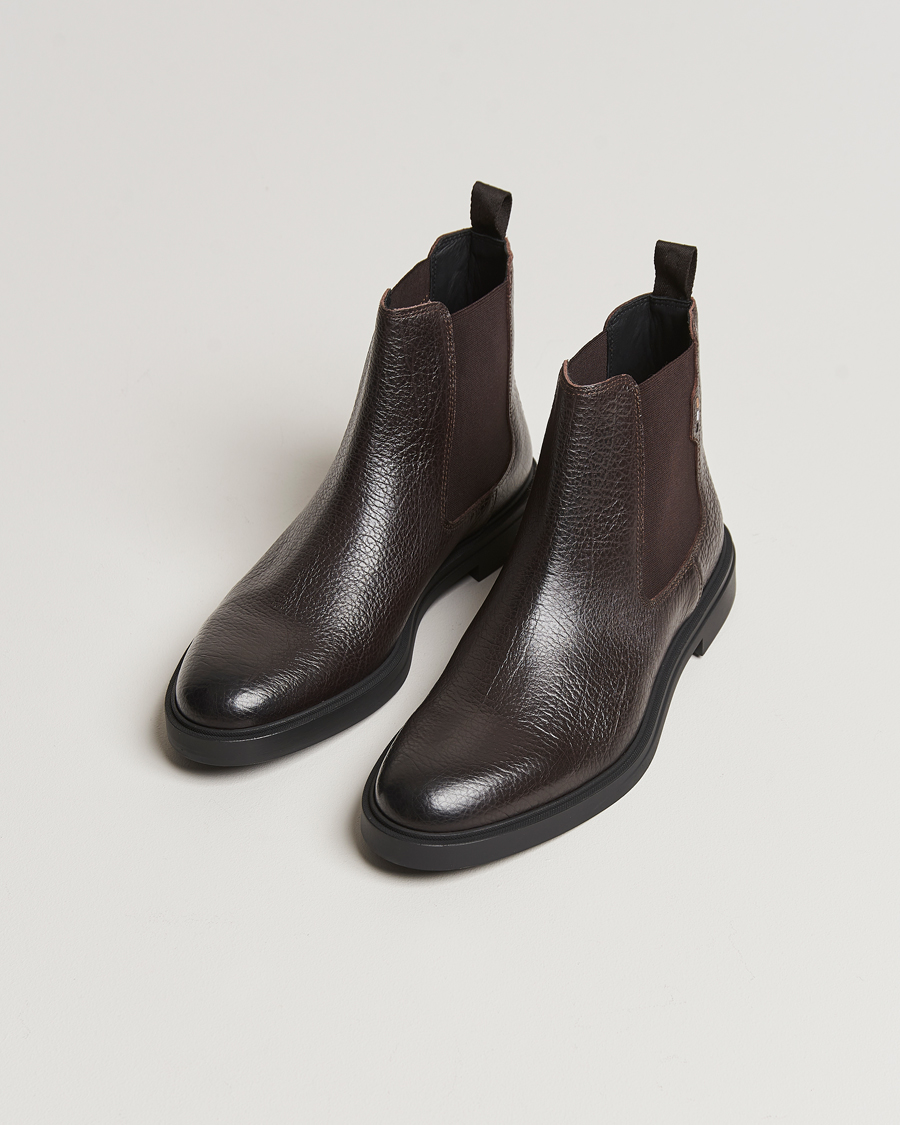 Herre | BOSS BLACK Calev Grained Leather Chelsea Boot Dark Brown | BOSS BLACK | Calev Grained Leather Chelsea Boot Dark Brown