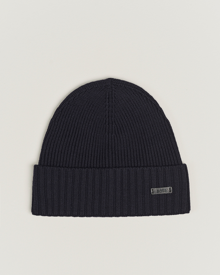 Herre | BOSS BLACK Fati Wool Beanie Dark Blue | BOSS BLACK | Fati Wool Beanie Dark Blue