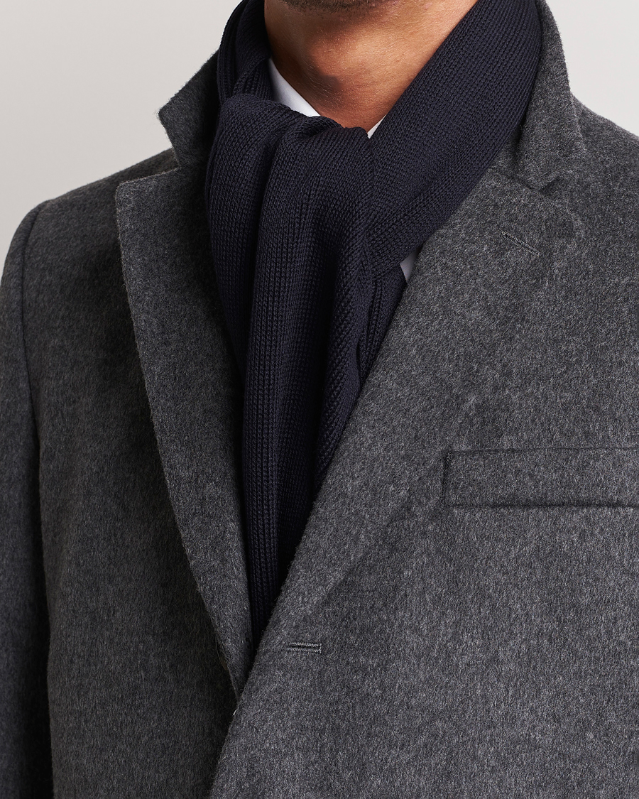 Herre | BOSS BLACK Albas Wool Scarf Dark Blue | BOSS BLACK | Albas Wool Scarf Dark Blue