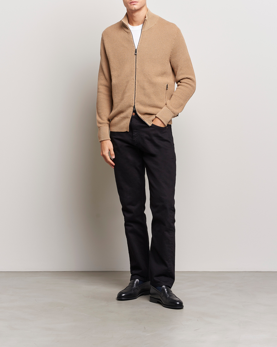 Herre | Gensere | BOSS BLACK | Mabeo Heavy Knitted Full Zip Medium Beige
