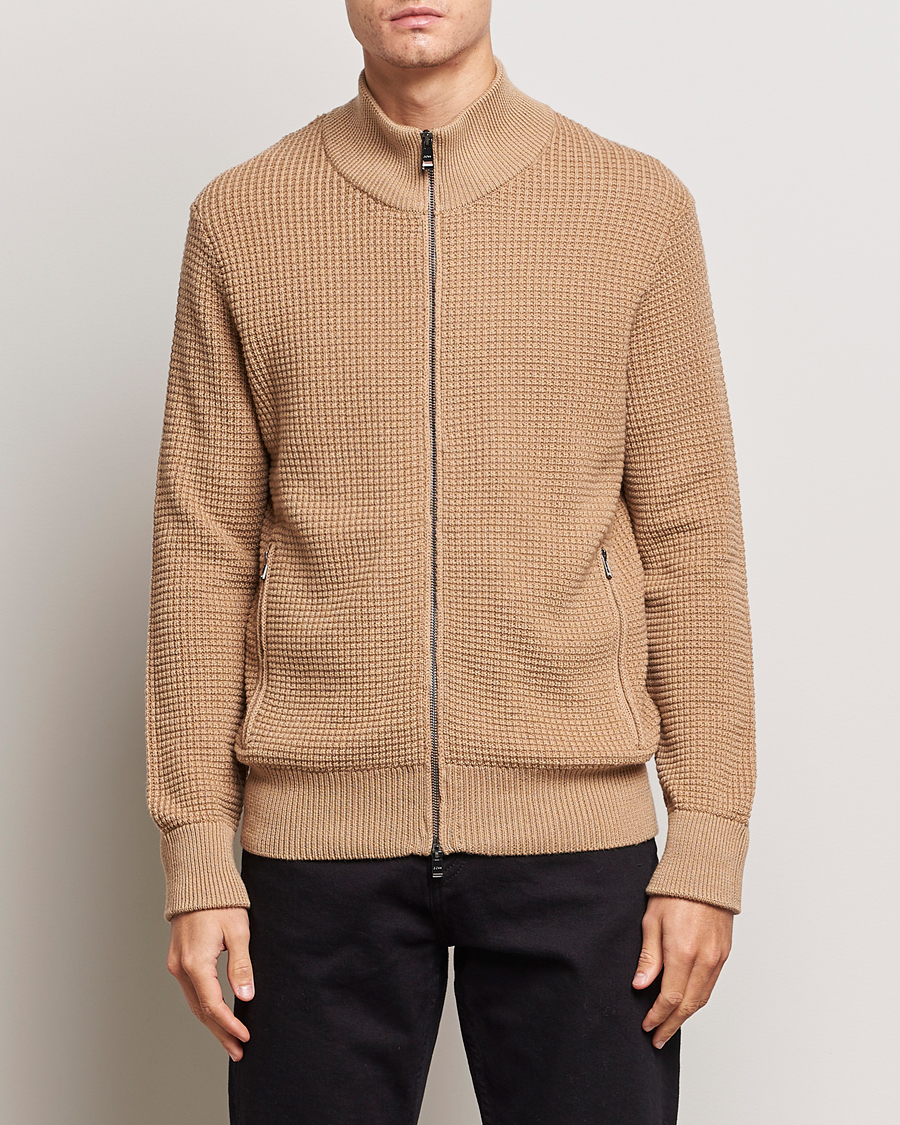 Herre | Gensere | BOSS BLACK | Mabeo Heavy Knitted Full Zip Medium Beige