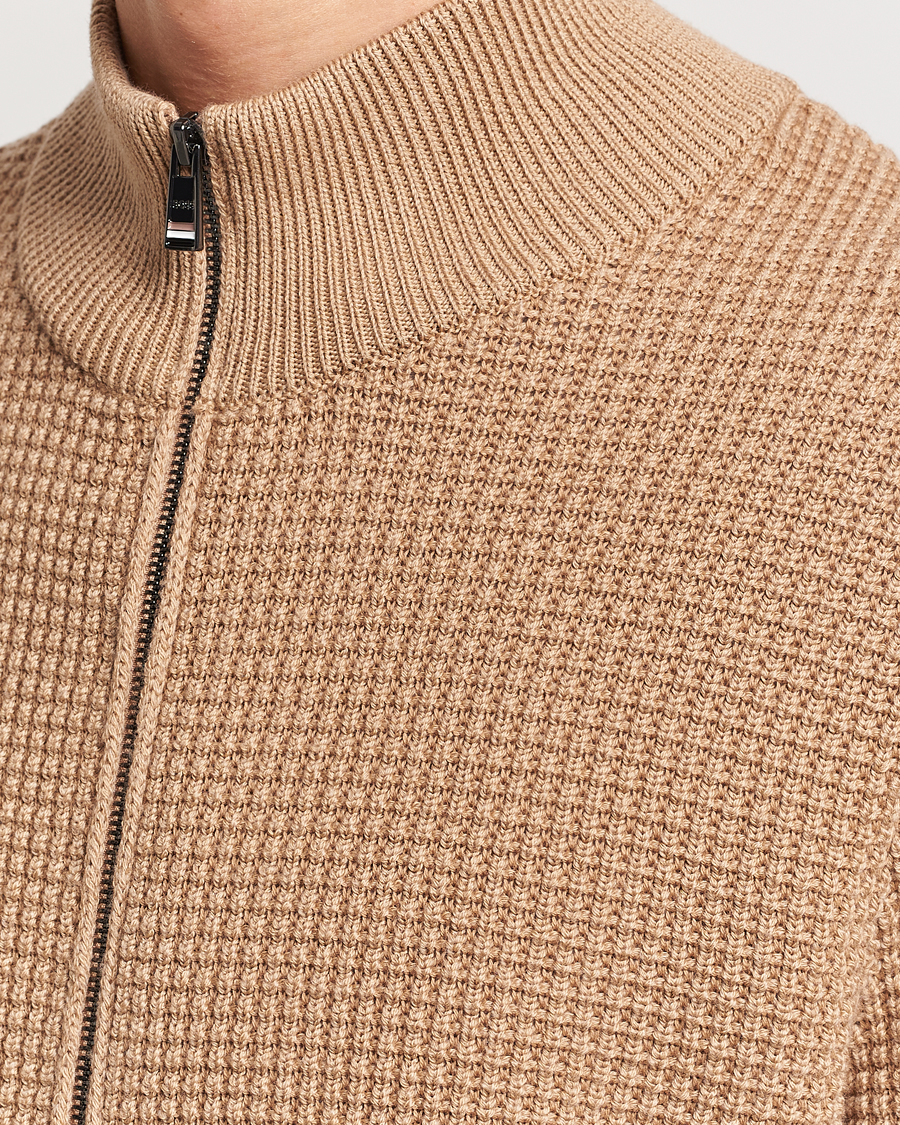 Herre | Gensere | BOSS BLACK | Mabeo Heavy Knitted Full Zip Medium Beige