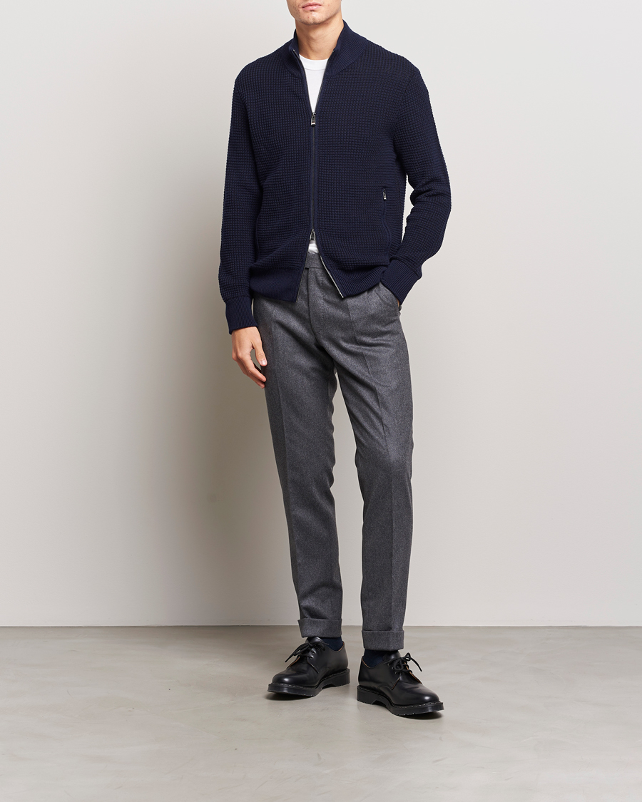 Herre | Gensere | BOSS BLACK | Mabeo Heavy Knitted Full Zip Dark Blue