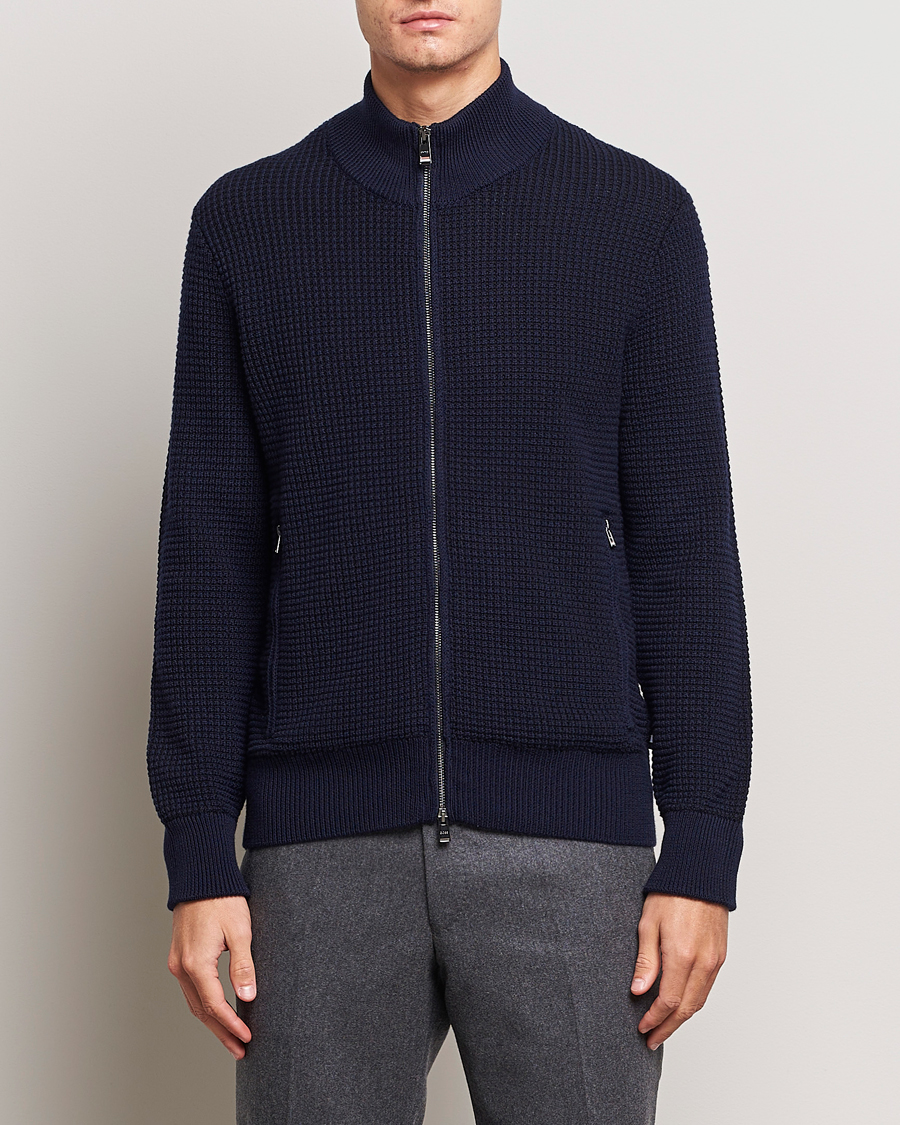Herre |  | BOSS BLACK | Mabeo Heavy Knitted Full Zip Dark Blue