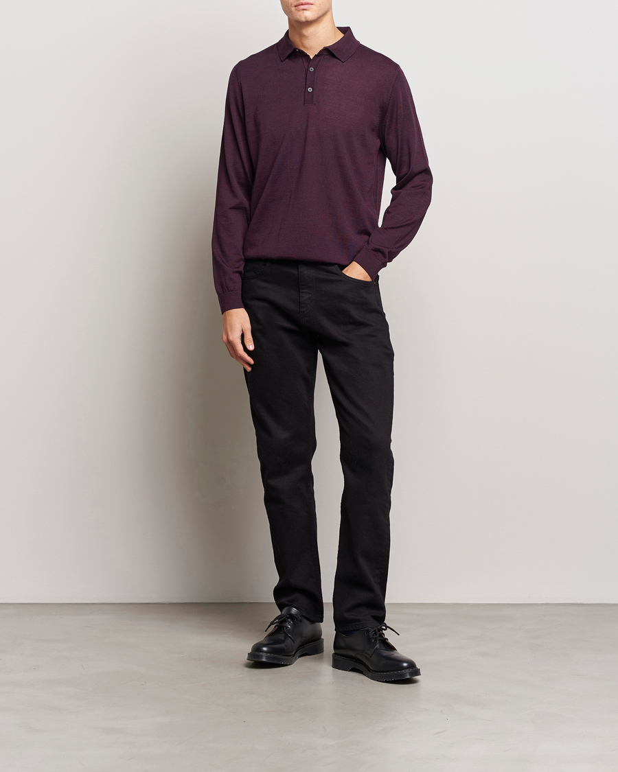 Herre | Gensere | BOSS BLACK | Lancione Merino Knitted Polo Dark Red