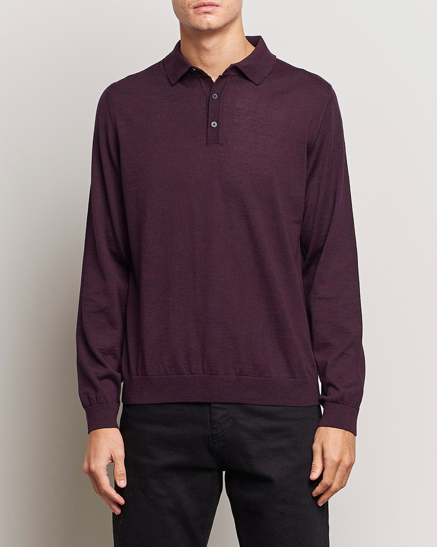 Herre | Gensere | BOSS BLACK | Lancione Merino Knitted Polo Dark Red