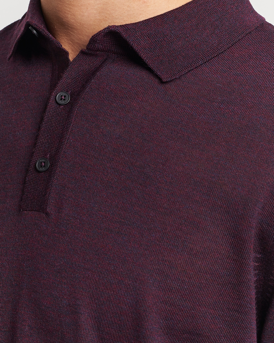 Herre | Gensere | BOSS BLACK | Lancione Merino Knitted Polo Dark Red