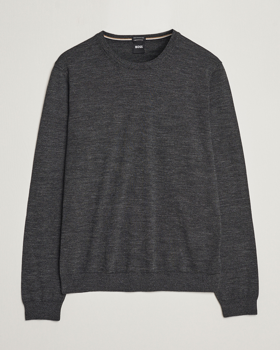 Herre |  | BOSS BLACK | Leno Knitted Sweater Black Melange