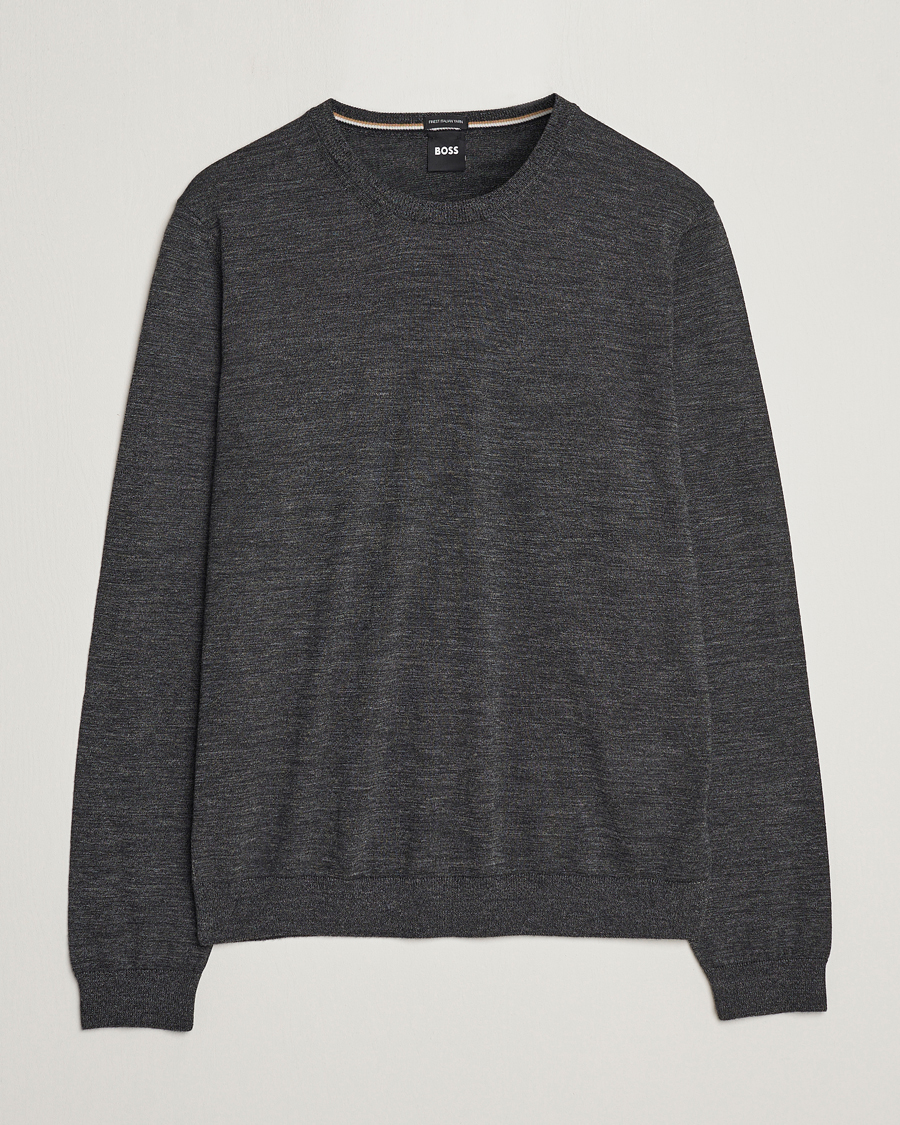 Herre | Gensere | BOSS BLACK | Leno Knitted Sweater Black Melange