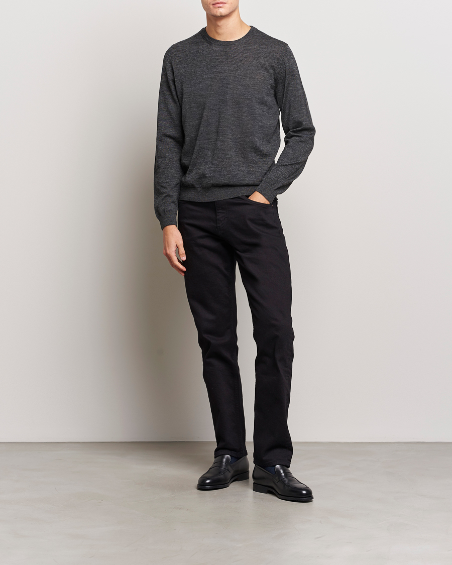 Herre | Gensere | BOSS BLACK | Leno Knitted Sweater Black Melange