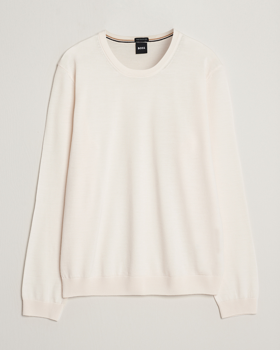 Herre | Gensere | BOSS BLACK | Leno Knitted Sweater Open White