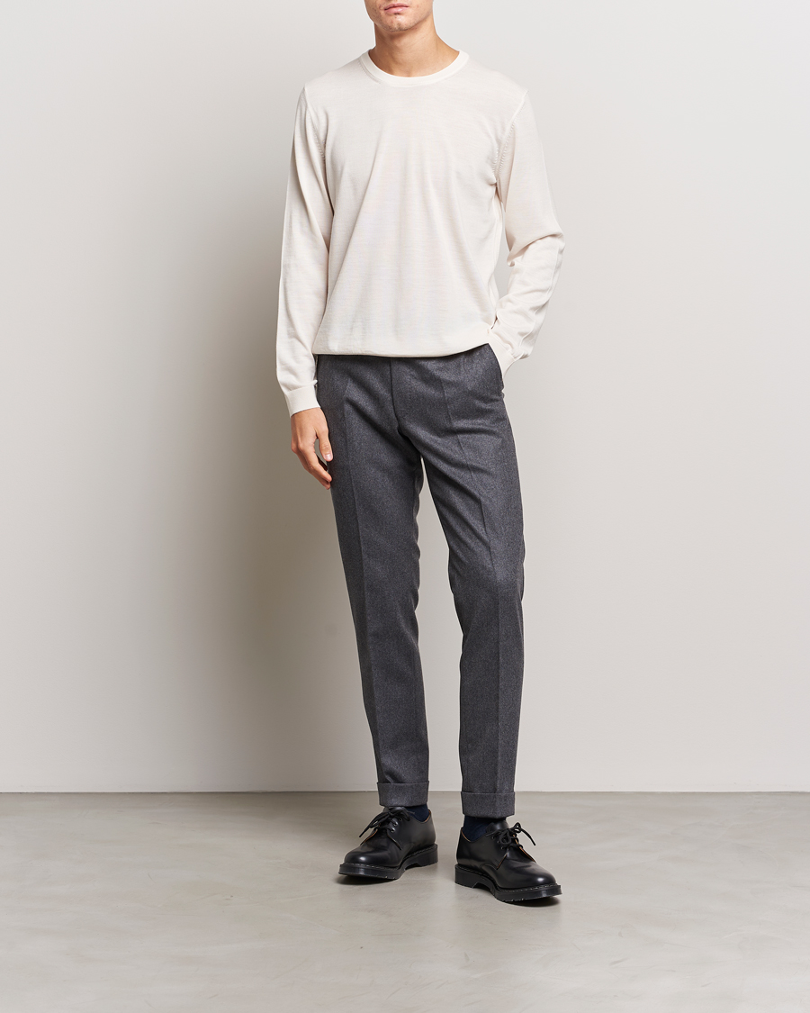 Herre | Gensere | BOSS BLACK | Leno Knitted Sweater Open White