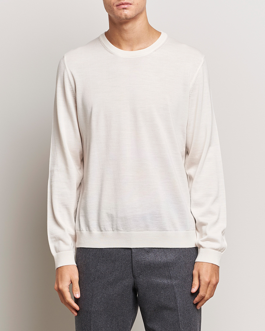 Herre | Gensere | BOSS BLACK | Leno Knitted Sweater Open White