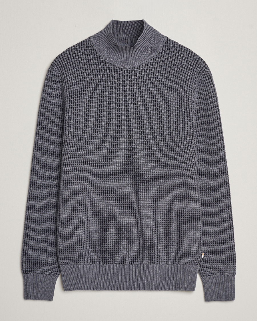 Herre | Gensere | BOSS BLACK | Maurelio Heavy Knitted Polo Medium Grey