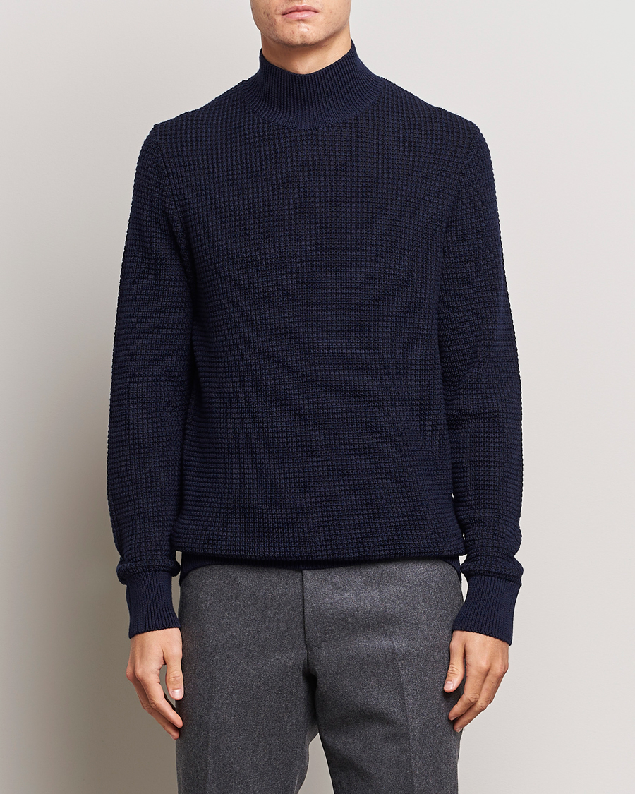 Herre | Gensere | BOSS BLACK | Maurelio Heavy Knitted Polo Dark Blue