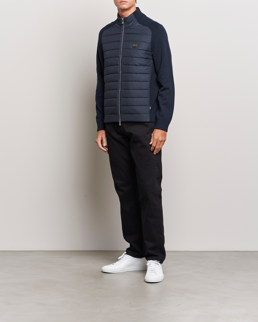 Herre | Gensere | BOSS BLACK | Medesimo Hybrid Full Zip Dark Blue