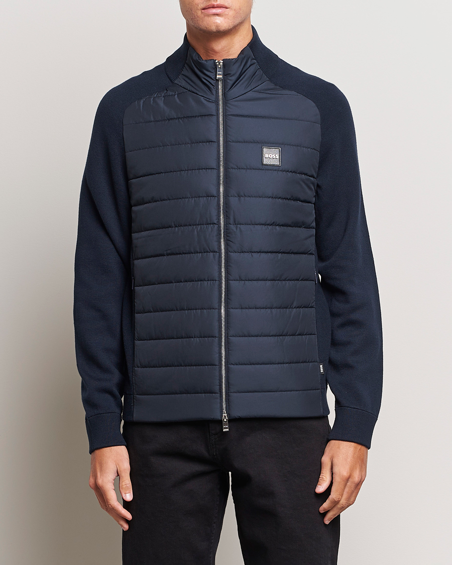 Herre | Gensere | BOSS BLACK | Medesimo Hybrid Full Zip Dark Blue