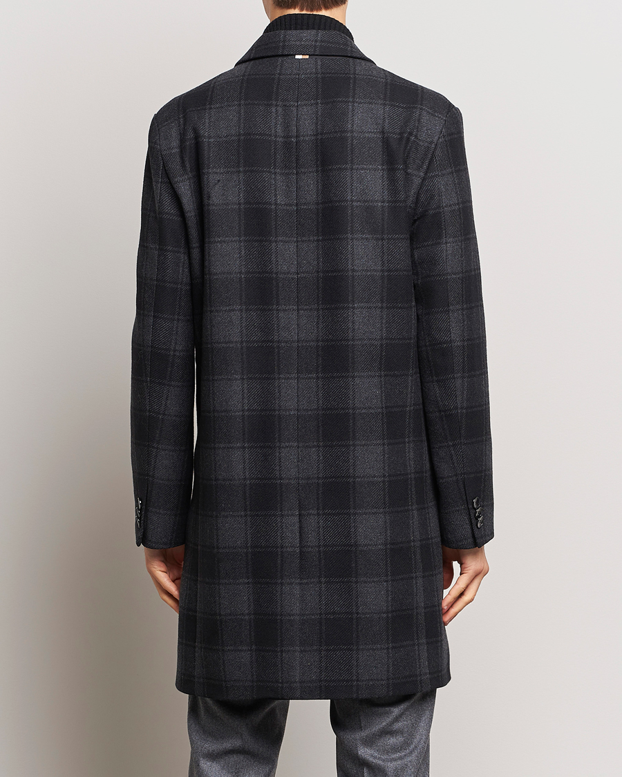 Herre | Jakker | BOSS BLACK | Hyde Wool Checked Coat Black/Grey